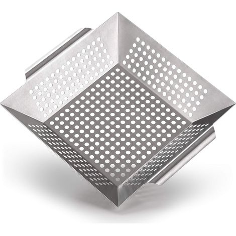 Plat à griller 36 x 31 x 7.5 cm (L) 100 % acier inoxydable – Idéal pour les légumes grillés – Compatible tous types de barbecues (1/5)