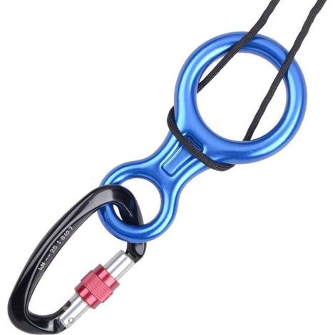Dispositivo di discesa, 8 in alluminio da 35 kN, attrezzatura sicura e robusta per l'arrampicata ricreativa outdoor. (1/3)