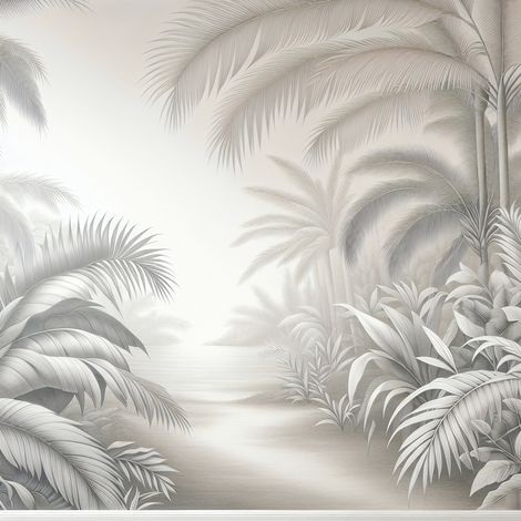 Papier peint panoramique - Chemin Palmiers - 130 cm x 130 cm (1/2)