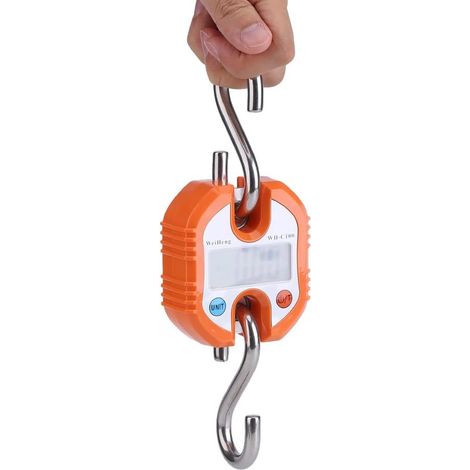 Bilancia a gru professionale, bilancia digitale portatile da 150 kg, mini bilancia elettronica a gancio per pesare bagagli, casa, fattoria, fabbrica, caccia, attività all'aperto, ecc. (arancione)