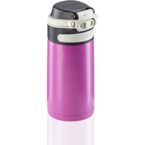 Leifheit Flip Borraccia termica 350 ml, Borraccia acciaio con chiusura ermetica e resistente al calore, Pratico thermos caffè portatile, lilla (1/5)