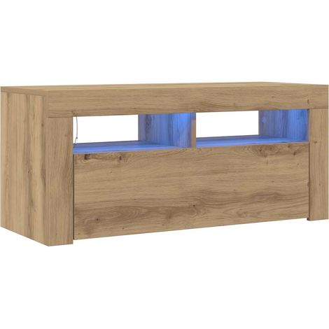 Maison Exclusive - TV-Schrank mit LED-Leuchten Artisan-Eiche 90x3