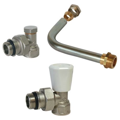 Kit raccordement radiateur avec robinet manuel - à visser Mâle 1/2" (15/21) - Somatherm (1/2)