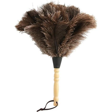 Anti-static, washable and recyclable duster made of ostrich hair, wooden handle, 34 cm (1/5)