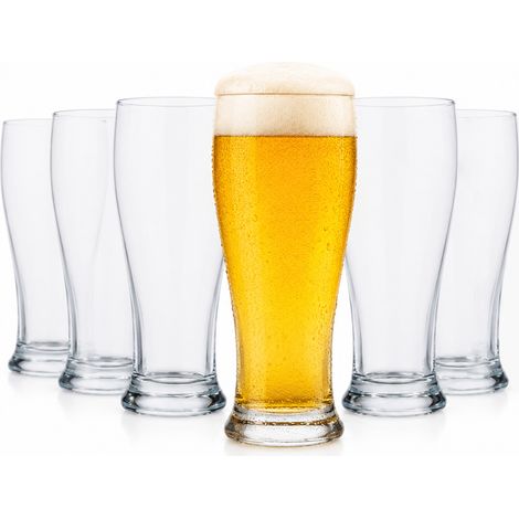 Set 6 Bicchieri da Birra 145 Ml Bicchiere Lungo per Bevande 7x20 cm in Vetro (1/5)