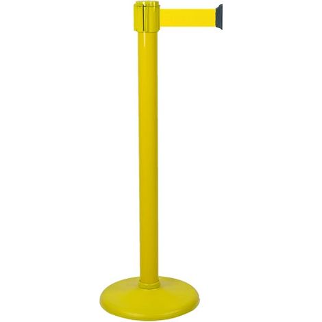Poteau Alu Jaune laqué à sangle Jaune 3m x 50mm sur socle portable - 2053327