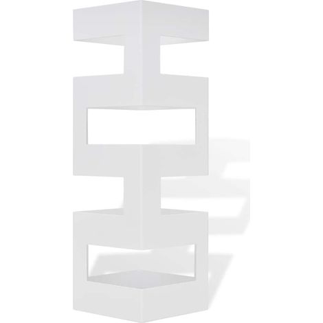 vidaXL Paragüero cuadrado soporte de bastones acero blanco 48,5 cm (1/2)