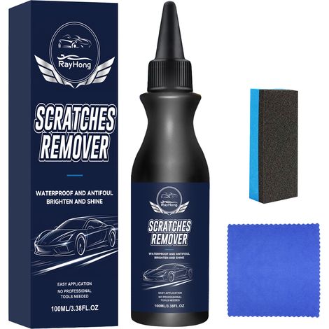 Produit de réparation des rayures pour carrosserie, soin réparateur et rénovateur de rayures de peinture, produit d'entretien quotidien (100 ml, éponge et chiffon inclus). (1/5)