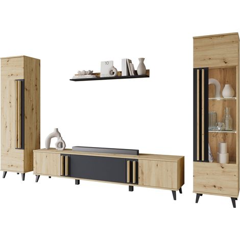 Conjunto de salón Facetor II, Roble Artisan + Grafito