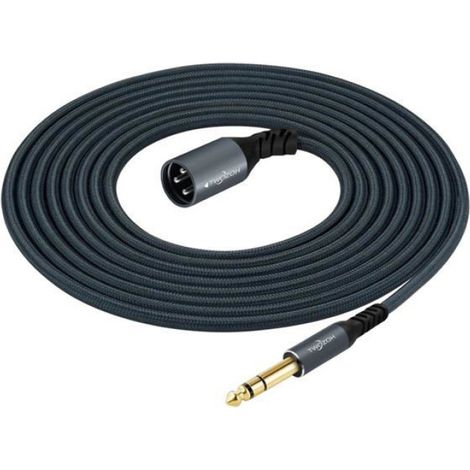 Cable Xlr Jack 6.35 Mm 1M, Tressé Xlr Mâle 3 Broches Vers 6,35 Mm Trs Stéréo (Profesional/Hifi) (1/5)