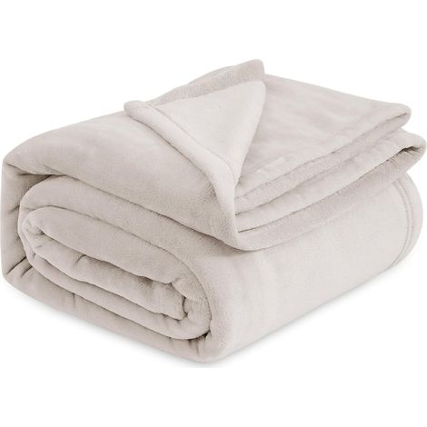 Plaid Polaire Couverture Canapé - 220 x 240 cm, Beige (1/5)