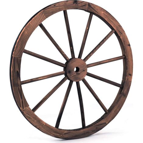 COSTWAY 2 Ruedas de Carro de Madera Diámetro de 76 Centímetros para Hogar Jardín Decoración de pared (1/5)