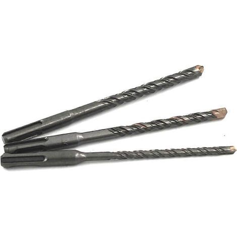 3-teiliges Set 6/8/10 mm Elektrohammerbohrer mit 2 Bohrungen und 2 Schlitzen für Beton und Mauerwerk