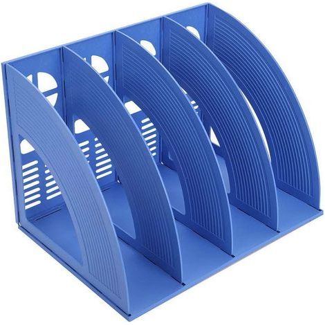 A4 document holder, desk organizer, with compartments, for library, document dividers, book holder for office, home, organization and filing (grey, 4