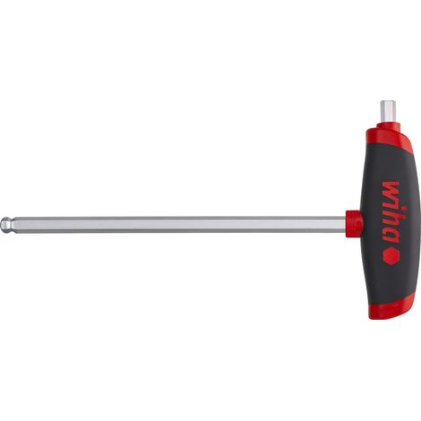 Wiha Llave Allen con mango corredizo Comfort grip con cabeza esférica hexagonal con acoplamiento lateral, en cromado mate 3.0 mm (45454)