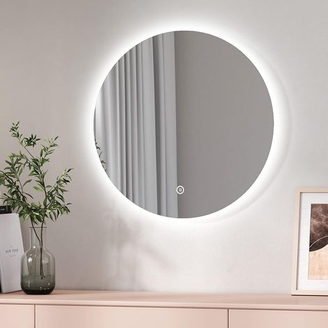EMKE Bathroom Mirror with Led Lights 600mm Dimmable Illuminated Backlit Round Bathroom Mirror (1/5)