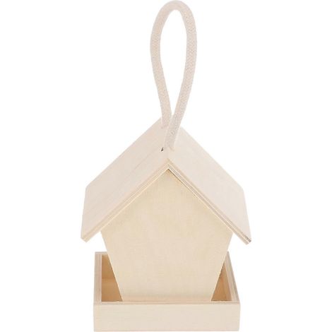 Mangeoire à oiseaux suspendue en bois beige pour jardin et balcon (1/5)