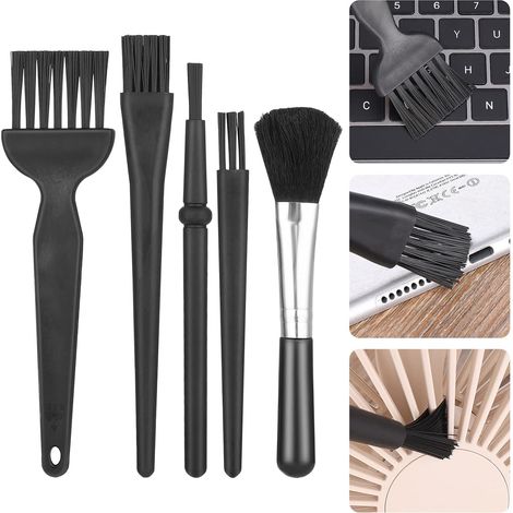 Noir,5 pièces brosses de Nettoyage de Clavier Souples pour Ordinateur, PC, brosses en Plastique antistatiques, brosses de Nettoyage électronique, Petites brosses antistatiques Portables (1/5)