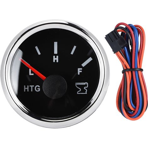 Jauge de niveau d'eau usée 52mm Marine Bateau RV Cuve Réservoir Indicateur HTG 0-190 ohms 9-32V Cadre Argent Cadran Noir (1/5)