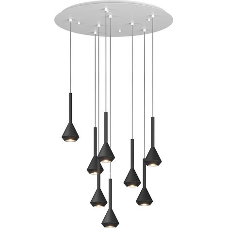 Lampadario Moderno Aygo Metallo Bianco Nero 8 Luci Gu10