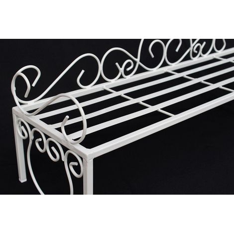 DanDiBo Blumenbank Metall Weiß 75 cm Blumenständer Mi Blumenregal Blumentreppe Pflanzentreppe Blumenregal Pflanzenständer Blumenhocker