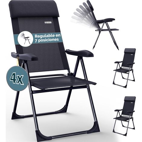 Casaria Set de 2x Sillas de Jardín Plegables ajustables en 7 posiciones Aluminio con respaldo alto función reclinable para Balcón Camping Terraza 4er Set Anthrazit (de)