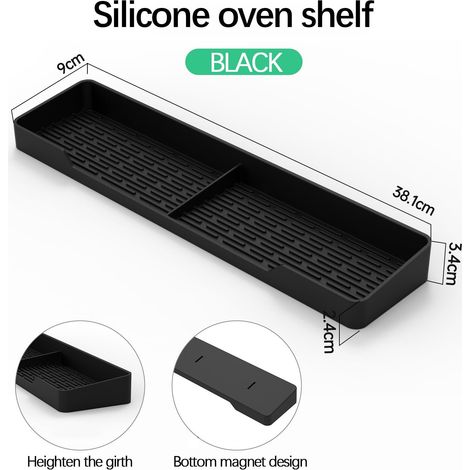 Etagere Magnetique Pour Plaque De Cuisiniere - Support A Epices En Silicone - Compatible Plaques A Induction Et Vitroceramiques - 2 Pieces De 38 Cm (1/3)