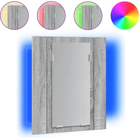 LED Bathroom Mirror Cabinet Grey Sonoma 40x12x45 cm Engineered Wood vidaXL