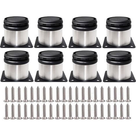 Gistuch – Piedini regolabili per mobili, 8 pezzi – Acciaio inossidabile con viti incluse – Altezza regolabile da 0 a 15 mm – Per divani, tavoli, armadi (1/5)