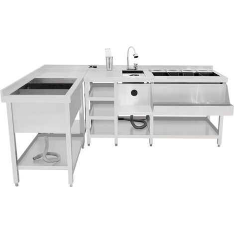 Pack Deluxe Estación de Barra Profesional – Acero Inoxidable 304, con Estación de Cócteles, Pozo de Hielo y Unidad Modular de Esquina – Todo lo que Necesitas para un Bar de Alto Rendimiento