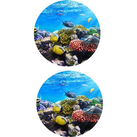 2pièces Autocollant Univers Marin Pour Sol Sticker Rond Étanche Et Antidérapant Auto-adhésif Pour Salle De Bain Et Cuisine (1/5)