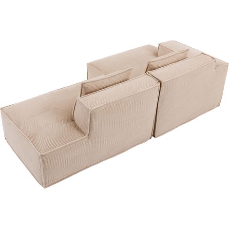 Gerade Sofa 235 cm mit Kissen, Schaumstoff mit hoher Dichte, Polyester, Khaki (1/5)