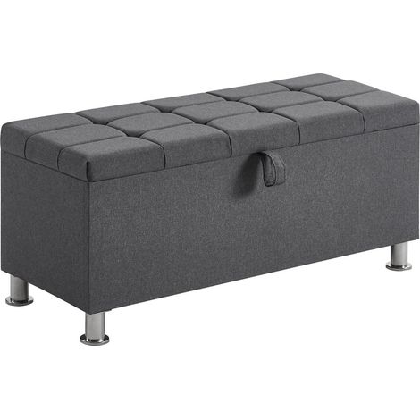 Valencia Storage Ottoman Bench Bedding Blanket Box Hallway Bedroom Chest, Dark-Grey-Linen