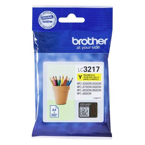 Cartouche Brother LC3217 couleurs séparées pour imprimante jet d'encre - jaune