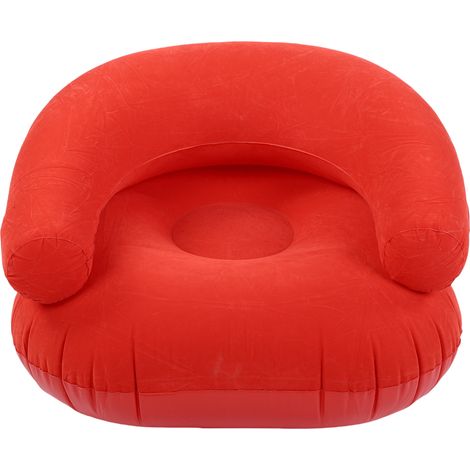 Chaise longue gonflable, canapé de pont en forme de U, canapé Portable floqué en PVC pour la maison, le bureau, le balcon, sièges au sol, rouge (1/5)