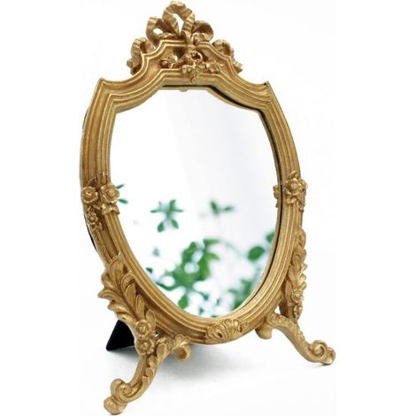 Miroir, Miroir mural décoratif en résine doré antique 20,3 x 33 cm (1/5)