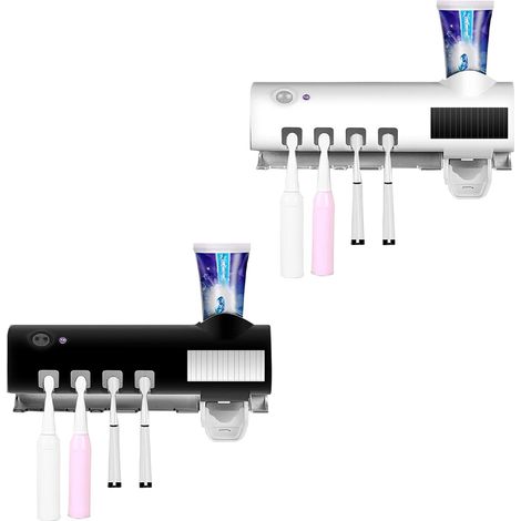 187752 Esterilizador UV para cepillo de dientes y pasta 4 ranuras carga solarUSB  Color: Blanco (1/5)