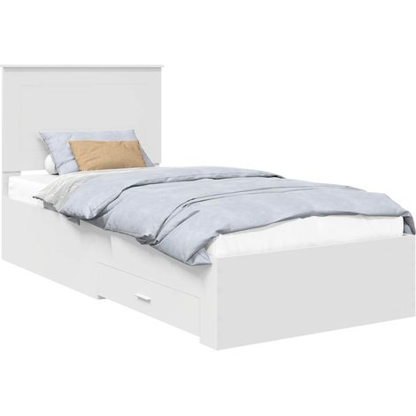 Maison Exclusive - Bettrahmen mit Kopfteil Weiß 90 x 190 cm Holzw