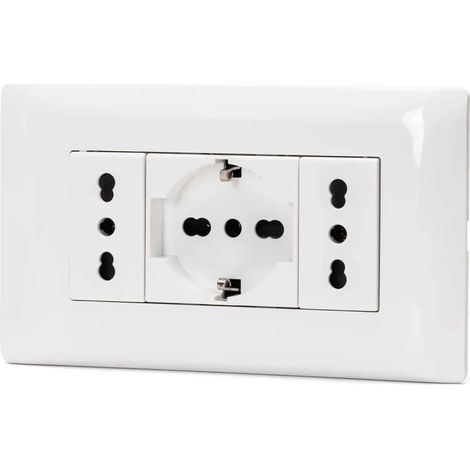Aigostar Placca Placchetta Completa 2 Prese Bipasso 1 Shuko Incasso 504