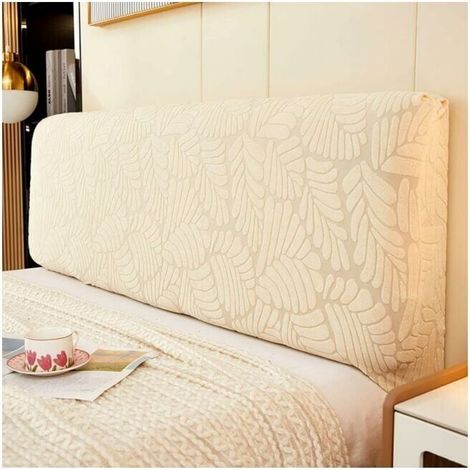 (Champagne, Queen: 140-170 cm) Stretch Headboard Cover for Queen and King Size Bed, Curved Dustproof Protector Cover for Bedroom Decoration (1/4)