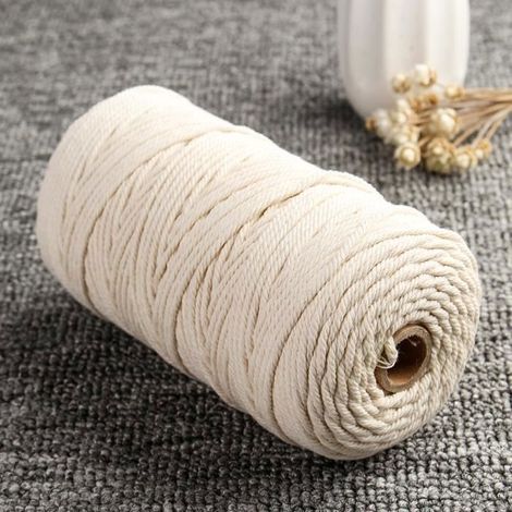 3 mm x 200 m naturbeige Makramee-Baumwollkordel zum Verpacken von Geschenken und für DIY-Dekorationen (1/4)