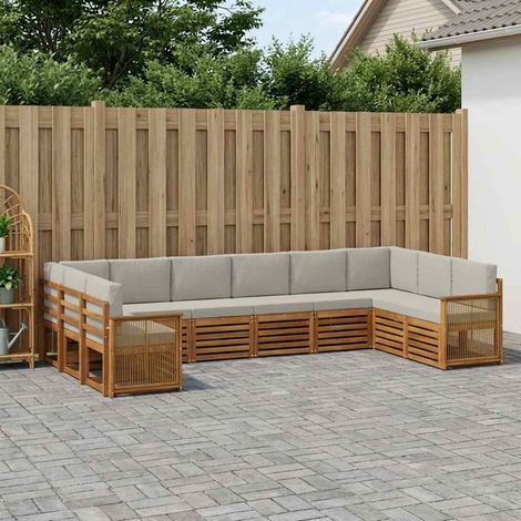 vidaXL Ecksofa Set mit Kissen 7 pcs Natürlich und Hellgrau (1/5)