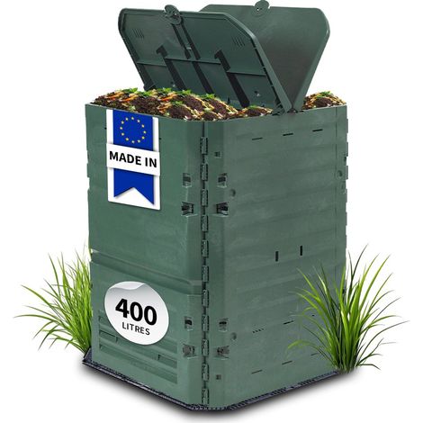 Garantia – Composteur thermo-king vert 400L – Montage rapide sans outillage – Grille de fond anti-nuisibles – Aération optimale pour décomposition rapide