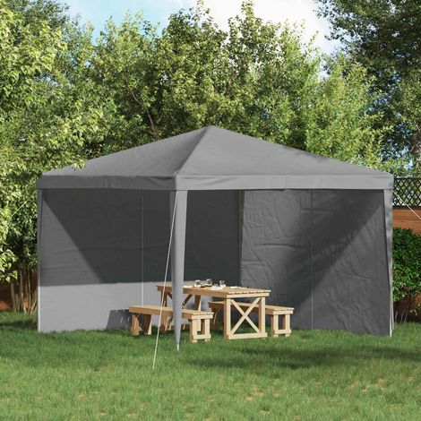 Party Zelt Seitenteil 2 pcs Hellgrau 400 x 195 cm PE und Stahl vidaXL