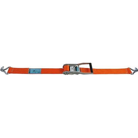 Sangle d’arrimage, deux pièces DIN EN12195-2, levier long orange, sangle 50mm,longueur 15m