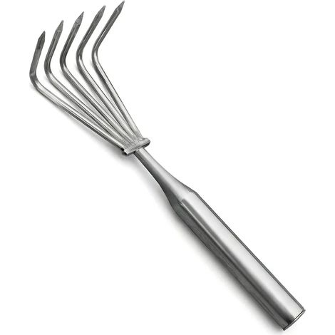 Râteau de jardin manuel à 5 griffes, intégré, pour petites feuilles et autres végétaux. Outil de jardinage durable pour désherber, arracher et planter des légumes. (1/5)