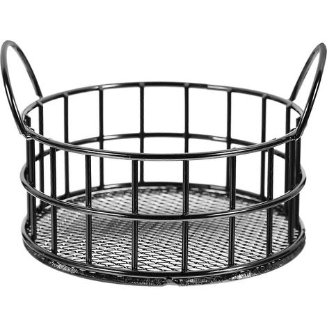 Panier de rangement rond multi-usage, panier de rangement de table pour maquillage, idéal pour la maison-10x10x7cm-Black (1/3)