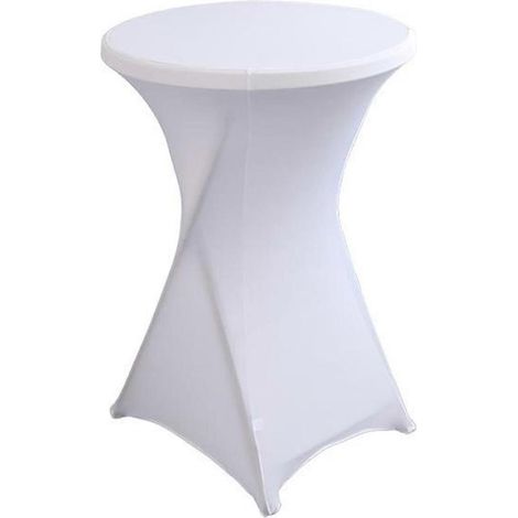 (S Blanc) Nappe de table de cocktail unie, très élastique, résistante à l'huile, taille universelle, installation facile (1/5)
