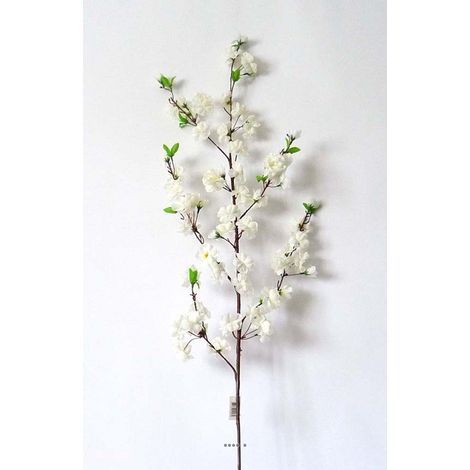 Branche de cerisier Prunus crème artificiel H 120 cm Top - couleur: Blanc neige