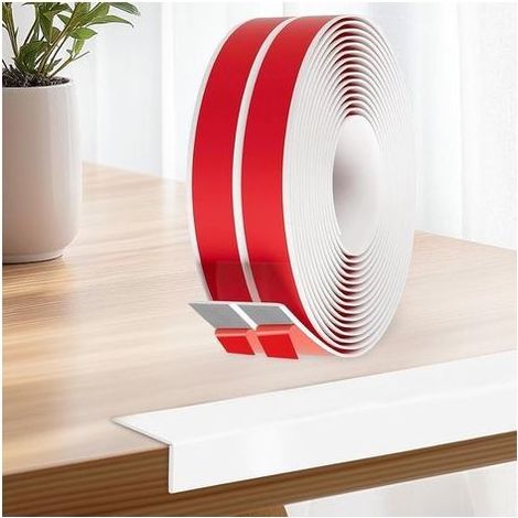 Kaelt - (Blanc, 2cm x 3m) Protection Angle Mur Adhésif, Bandes Corniere en TPE, Imperméable Plinthe Souple Épaisse en Forme de L Baguette Angle pour Murs, Portes, Cuisine, Fenêtres (1/5)